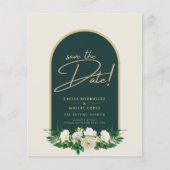 Witte Rozen Bos Groen Winter Huwelijk Data Bewaren Flyer (Voorkant)