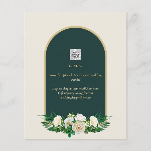 Witte Rozen Bos Groen Winter Huwelijk Data Opslaan (Achterkant)