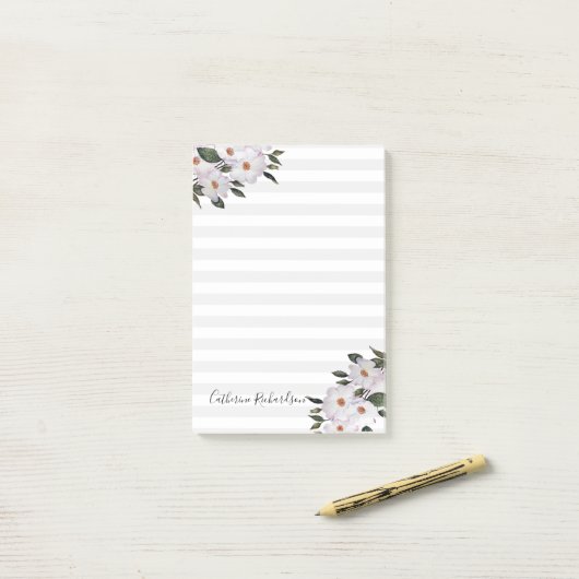 Witte rozen Botanische illustratie Post-it® Notes (Op bureau)
