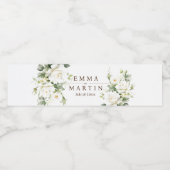 Witte Rozen Bruidsbloem Waterfles Etiket (Enkel label)