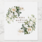 Witte Rozen Bruidsbloem Wijn Etiket (Enkel label)