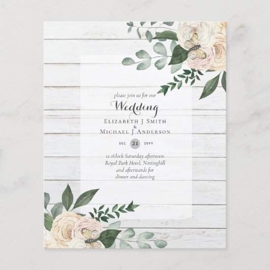 Witte rozen bruidsrozen Weddenschappen Uitnodiging Flyer (Voorkant)