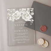  witte rozen bruiloft acryl uitnodigingen