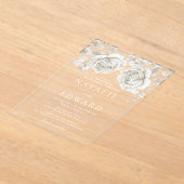 witte rozen bruiloft acryl uitnodigingen (Laagn)