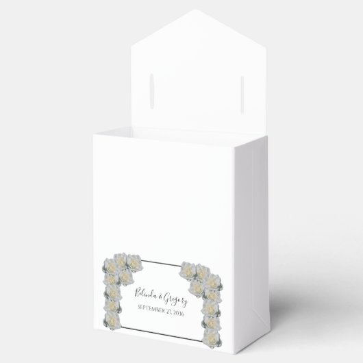 Witte Rozen Bruiloft Bedankdoosjes (Geopend)