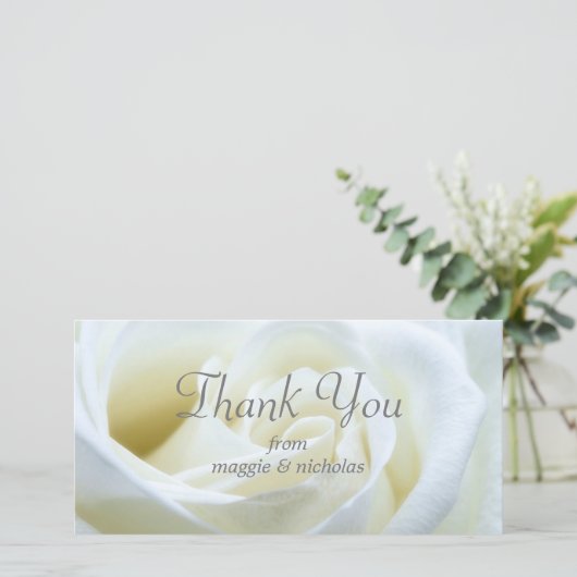 Witte Rozen Bruiloft Bedankkaart (Staand voorkant)