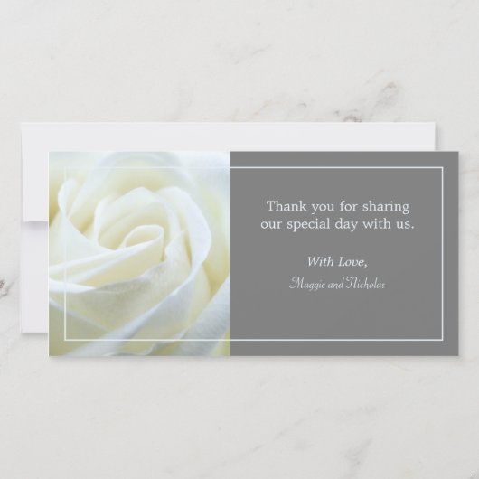 Witte Rozen Bruiloft Bedankkaart (Achterkant)