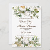 Witte Rozen bruiloft Elegant Kaart (Voorkant)