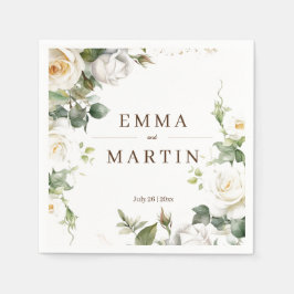 Witte rozen bruiloft Elegante bloemen Servet