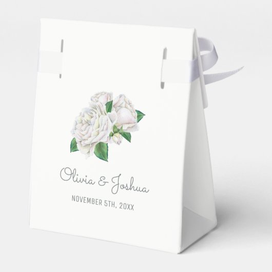 Witte rozen bruiloft gunst dozen bedankdoosjes (Achterkant)