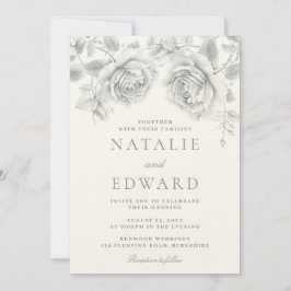 witte rozen bruiloft kaart