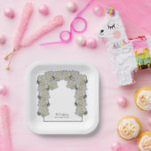 Witte Rozen Bruiloft  Papieren Bordje (Feest)