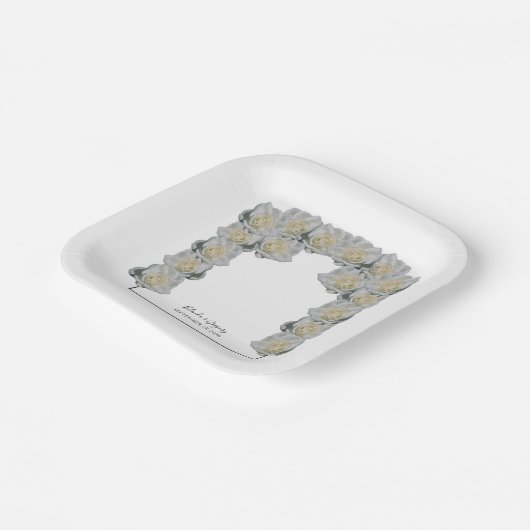 Witte Rozen Bruiloft  Papieren Bordje (Gebogen)