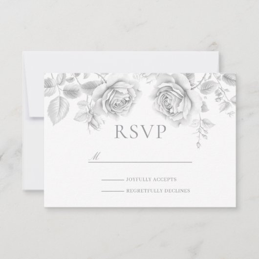  witte rozen bruiloft RSVP kaartje (Voorkant)