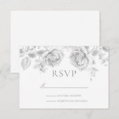  witte rozen bruiloft RSVP kaartje (Voorkant / Achterkant)