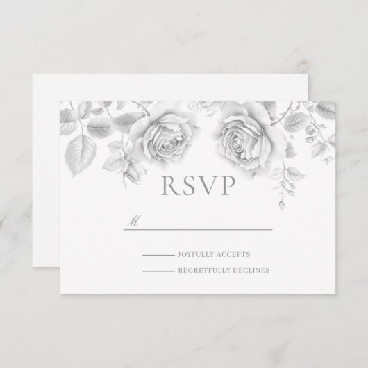  witte rozen bruiloft RSVP kaartje (Voorkant / Achterkant)