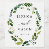 Witte Rozen Bruiloft Wijnfles Etiketten (Enkel label)