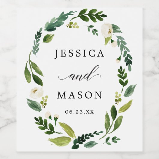 Witte Rozen Bruiloft Wijnfles Etiketten (Enkel label)