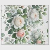 witte rozen cadeaupapier (Vlak)