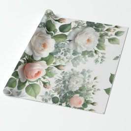 witte rozen cadeaupapier