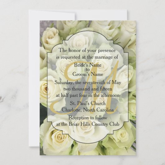 Witte Rozen Champagne Blush Wedding Suite Kaart (Voorkant)