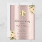 Witte rozen, champagneglas, Roos gouden pensioneri Kaart (Voorkant)