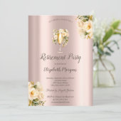 Witte rozen, champagneglas, Roos gouden pensioneri Kaart (Staand voorkant)