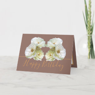 Witte rozen chic elegante bloemboeket verjaardag kaart