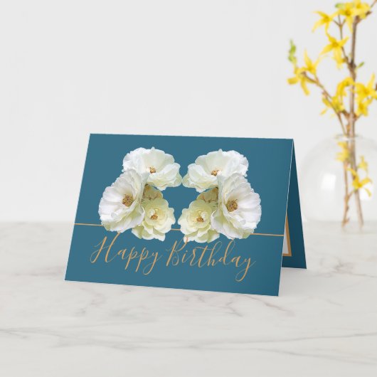 Witte Rozen Chique Elegant Bloemen Boeket Verjaard Kaart (Gele Bloem)