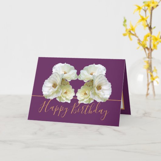 Witte Rozen Chique Elegant Bloemen Boeket Verjaard Kaart (Gele Bloem)