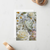 Witte Rozen Collage Notitiekaartje (Voorkant / Achterkant in situ)