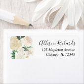 Witte rozen crème goud elegant retouradres etiket (Insitu)