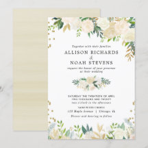 Witte rozen crème goud elegante bloemen bruiloft