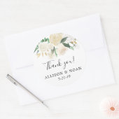 Witte rozen creme goud elegante bruiloft gunst ronde sticker (Envelop)