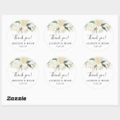 Witte rozen creme goud elegante bruiloft gunst ronde sticker (Vel)