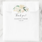 Witte rozen creme goud elegante bruiloft gunst ronde sticker (Tas)