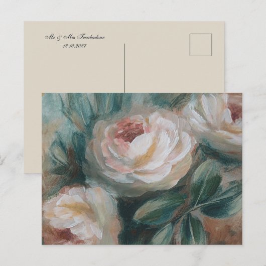 Witte Rozen "Dank je"  Feestdagenkaart (Voorkant / Achterkant)