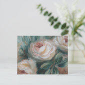 Witte Rozen "Dank je"  Feestdagenkaart (Staand voorkant)