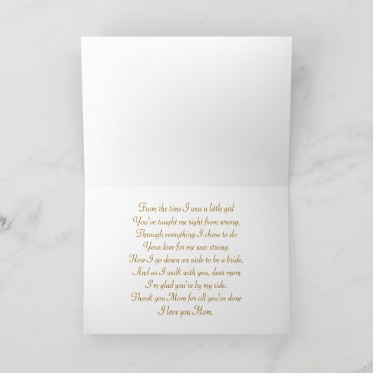 Witte rozen. Dank je moeder voor mijn bruiloft Bedankkaart (Binnen)