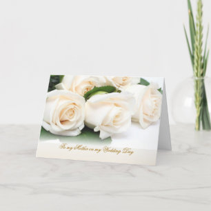 Witte rozen. Dank je moeder voor mijn bruiloft Bedankkaart