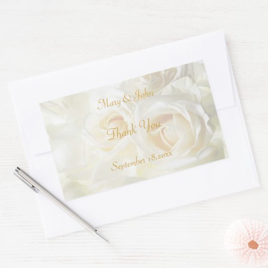 Witte Rozen Dank u bruiloft Sticker (Envelop)