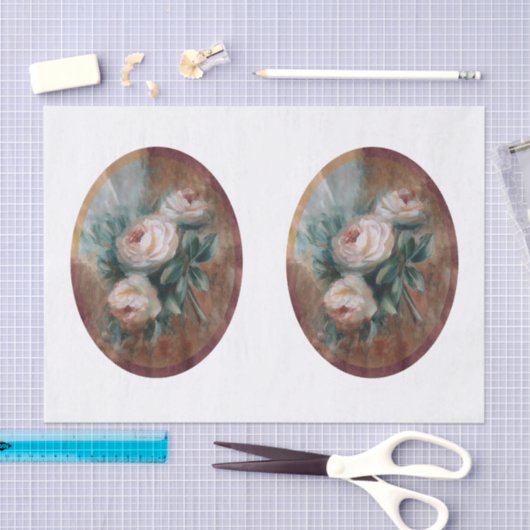 Witte rozen DBL Tissuepapier (Craft)
