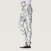 Witte rozen die het patroon van Floral herhalen Leggings (Links)
