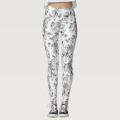 Witte rozen die het patroon van Floral herhalen Leggings (Voorkant)