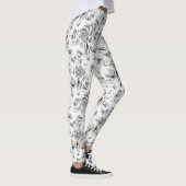 Witte rozen die het patroon van Floral herhalen Leggings (Rechts)