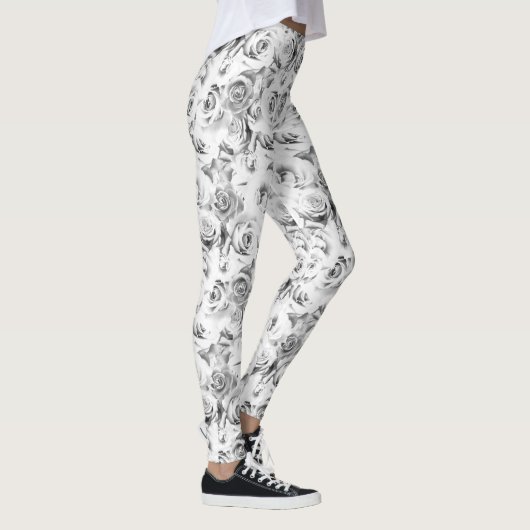Witte rozen die het patroon van Floral herhalen Leggings (Rechts)
