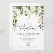 Witte Rozen Doop Uitnodiging (Voorkant / Achterkant)