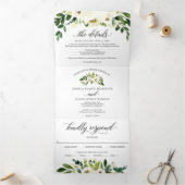 Witte rozen drievoudige uitnodigingen (Binnen)