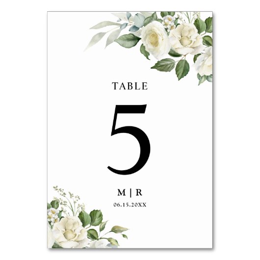 Witte Rozen Elegant Bloemen Bruiloft Kaart (Achterkant)