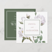 Witte Rozen Elegant Bloemen Bruiloft Kaart (Voorkant / Achterkant)